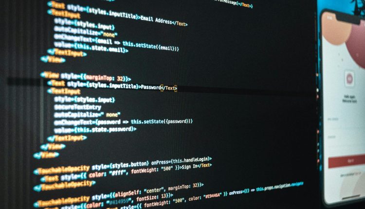 Detailed close-up view of programming code on a computer screen, showcasing a web application interface.